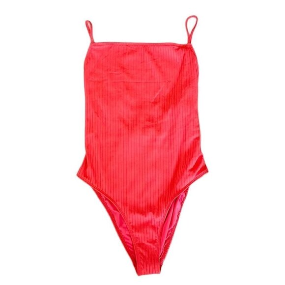 NWT Topshop Ribbed Belted Coral One Piece Swimsuit - Picture 6 of 6